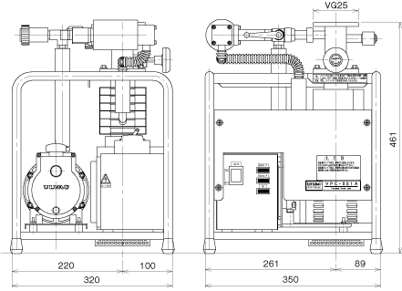 高真空排気装置VPC VPC-051A 寸法図