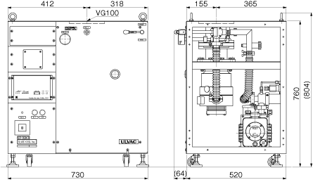 高真空排気装置DEPOX VTR-350M/X 寸法図